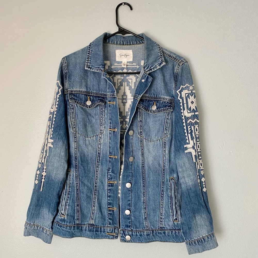 Jessica Simpson embroidered denim jacket